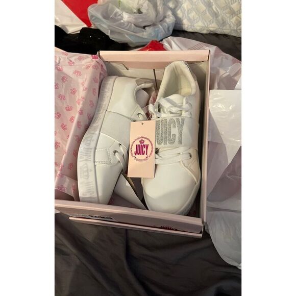 Juicy Couture Chaya white multi silver tennis wedge trainers Sneakers,10 nwot - Picture 6 of 7